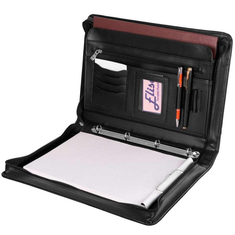 Elegancka Aktówka Męska A4 – Biznesowy Organizer z Mechanizmem Ringowym i Klipsem