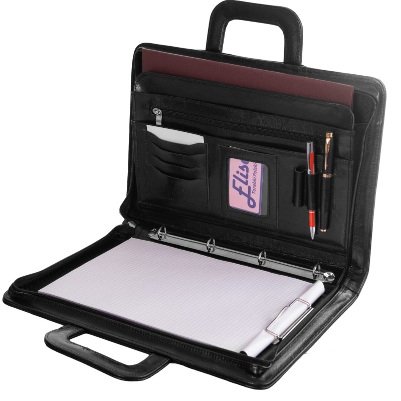 Skórzana aktówka męska Tizano BWS13 – elegancka teczka na dokumenty A4