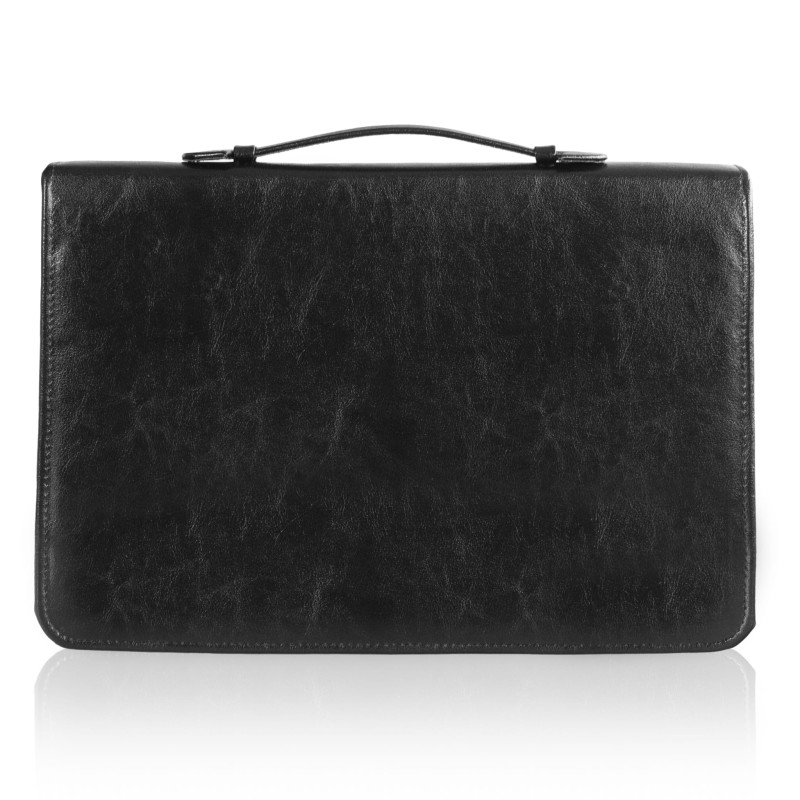 Elegancka Aktówka Męska Skórzana A4 – Czarna Biurowa Torba na Dokumenty z Ringami