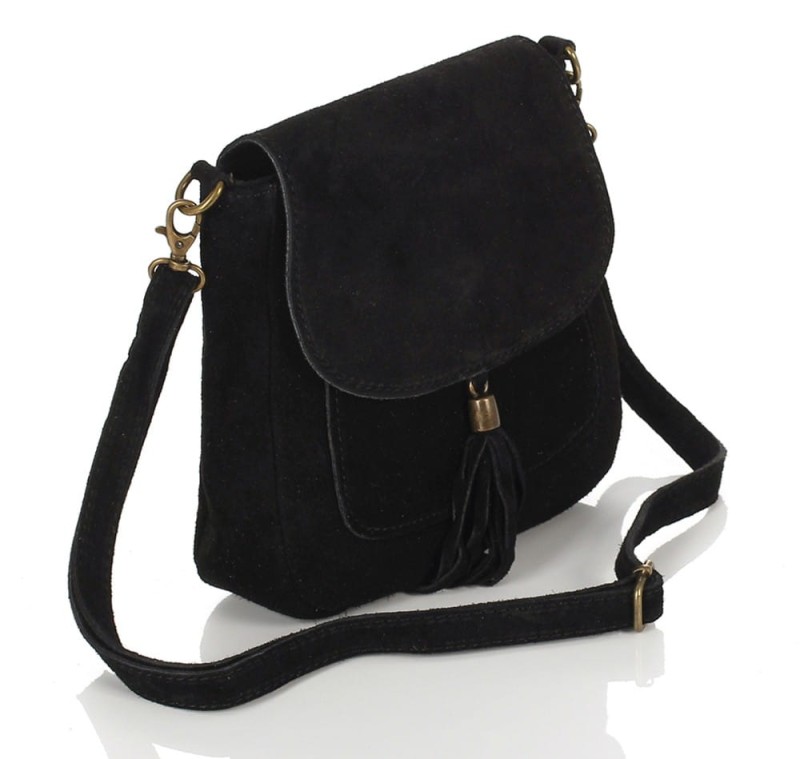 Zgrabna czarna zamszowa listonoszka