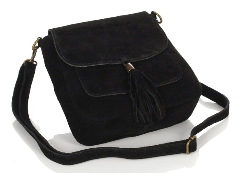 Zgrabna czarna zamszowa listonoszka