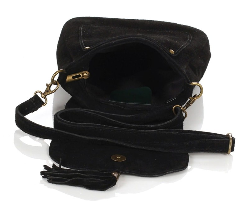 Zgrabna czarna zamszowa listonoszka