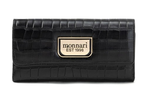 Pojemny czarny skórzany portfel damski 