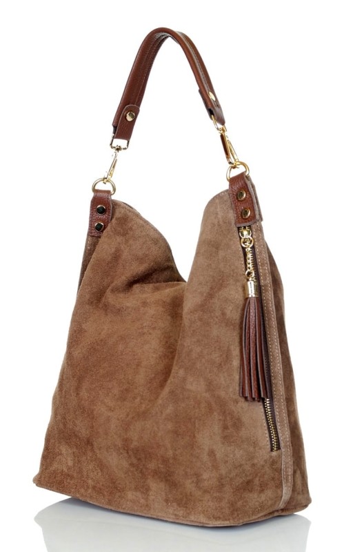 VERA PELLE Włoska zamszowa torebka