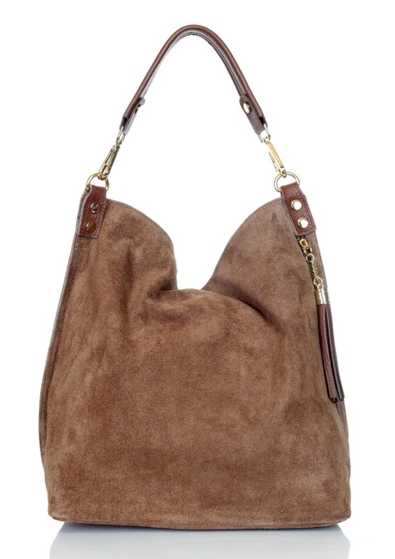 VERA PELLE Włoska zamszowa torebka