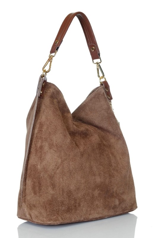 VERA PELLE Włoska zamszowa torebka