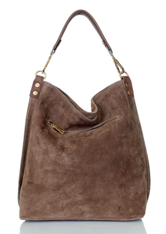 VERA PELLE Włoska zamszowa torebka