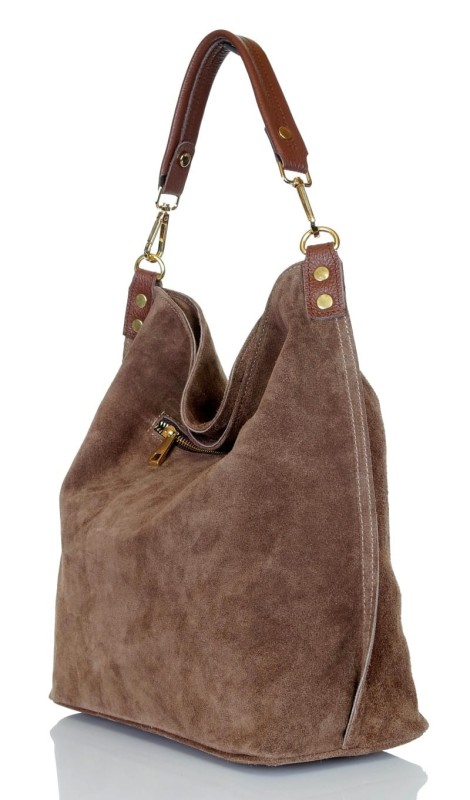 VERA PELLE Włoska zamszowa torebka