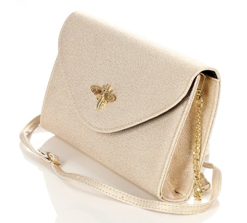 Beżowo złota duża kopertówka Ważka