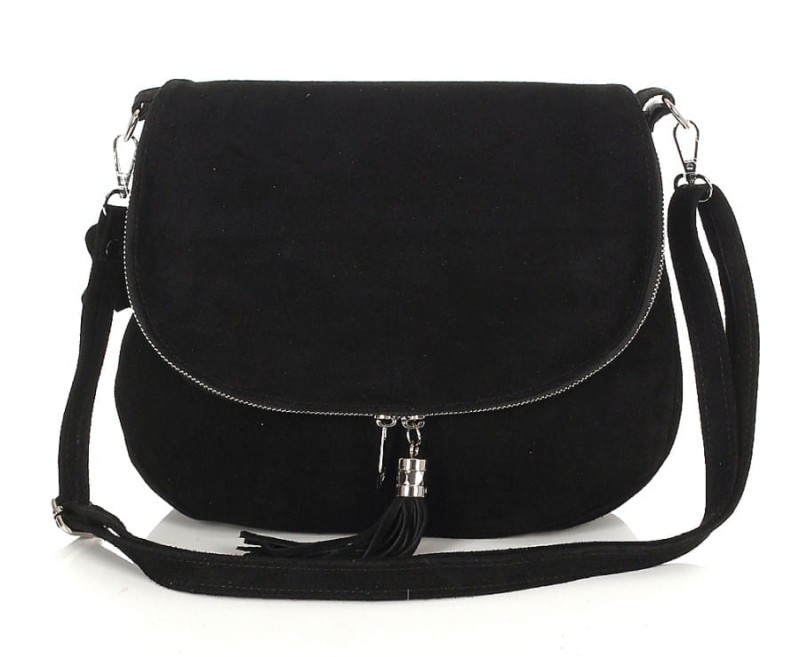 Vera Pelle Włoska zamszowa listonoszka z frędzlem