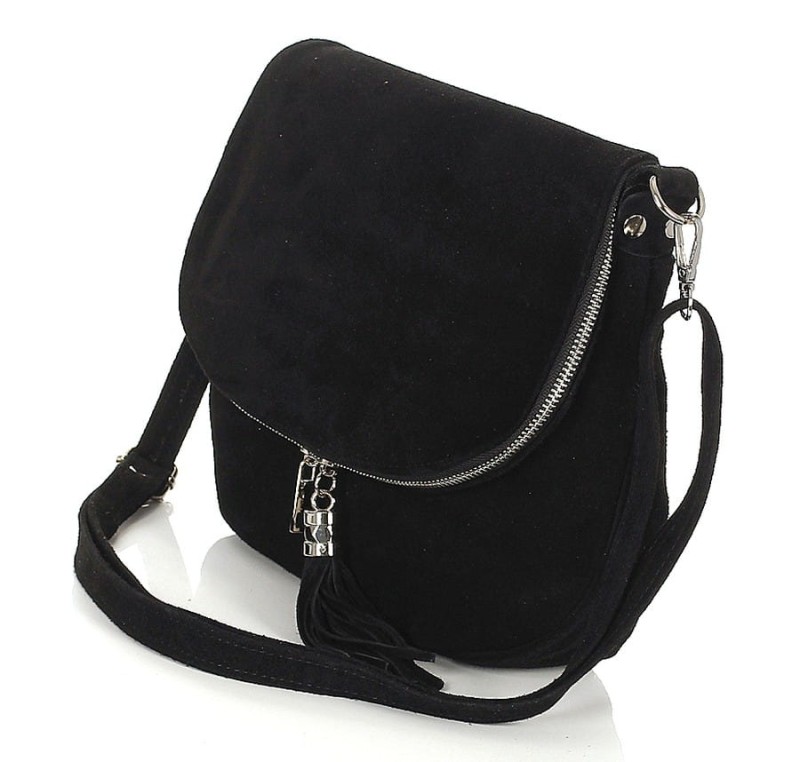 Vera Pelle Włoska zamszowa listonoszka z frędzlem