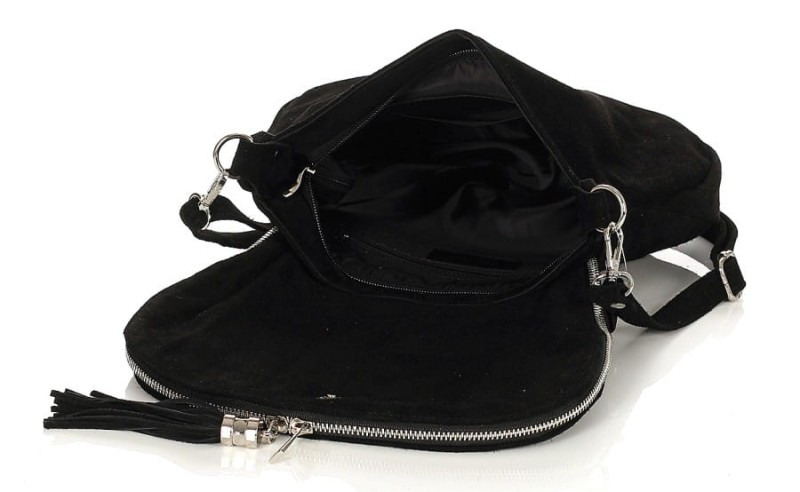 Vera Pelle Włoska zamszowa listonoszka z frędzlem