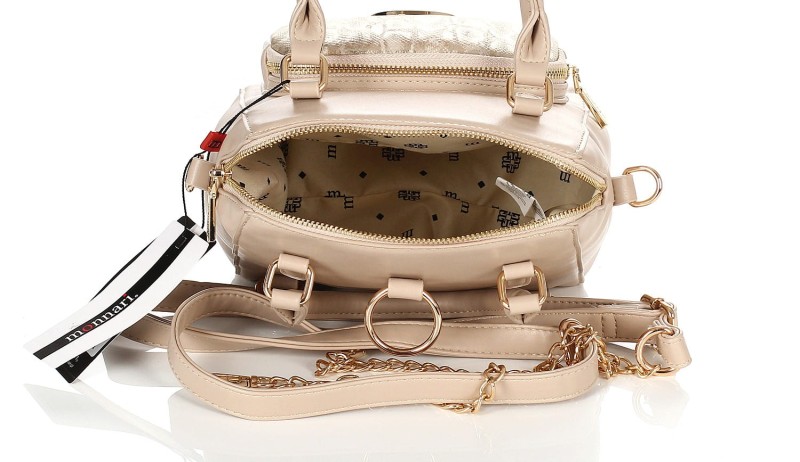 Monnari Beżowa zgrabna torebka Listonoszka Plecak 3w1