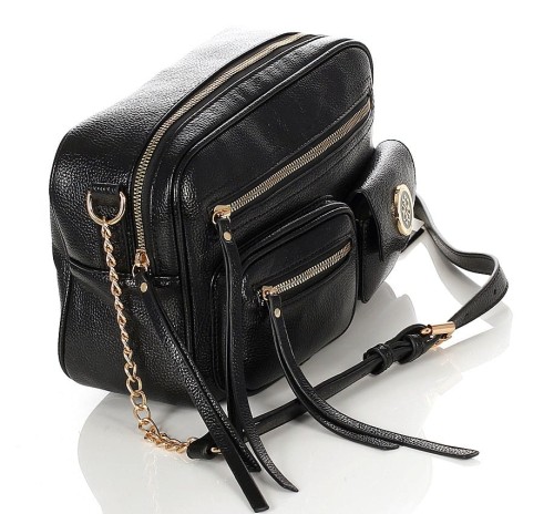 MONNARI Pojemna czarna listonoszka z kieszonkami z przodu