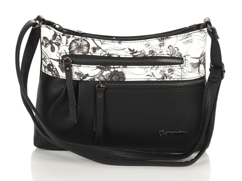Gallantry Paris Czarna torebka listonoszka Kwiaty