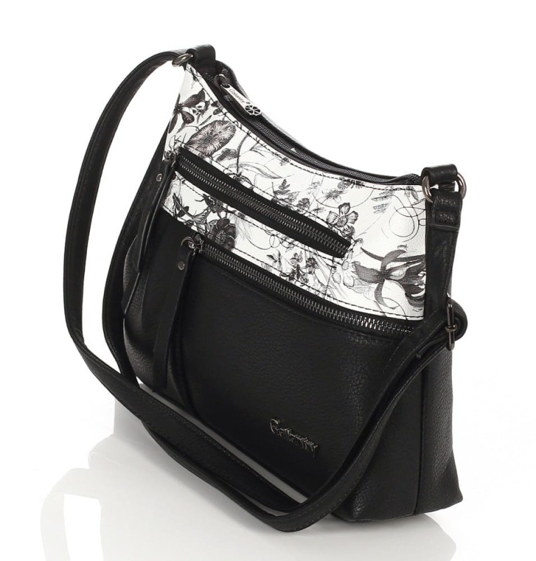 Gallantry Paris Czarna torebka listonoszka Kwiaty