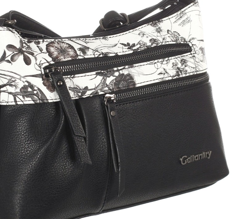 Gallantry Paris Czarna torebka listonoszka Kwiaty