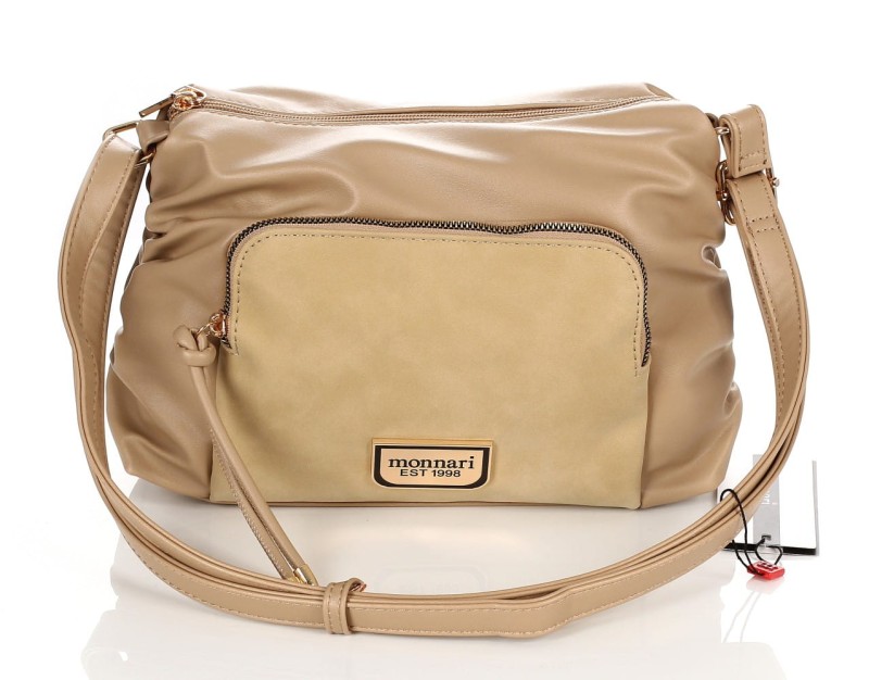 Monnari torebka listonoszka Wstawka zamsz Beżowa