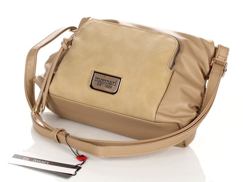 Monnari torebka listonoszka Wstawka zamsz Beżowa