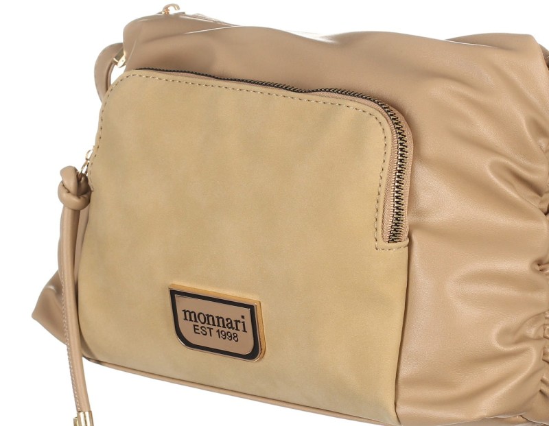 Monnari torebka listonoszka Wstawka zamsz Beżowa