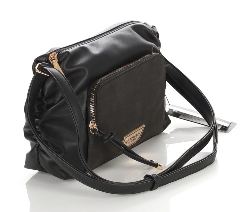 Monnari torebka listonoszka Wstawka zamsz Czarna