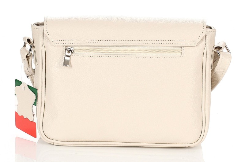 Skórzana klasyczna beżowa torebka listonoszka