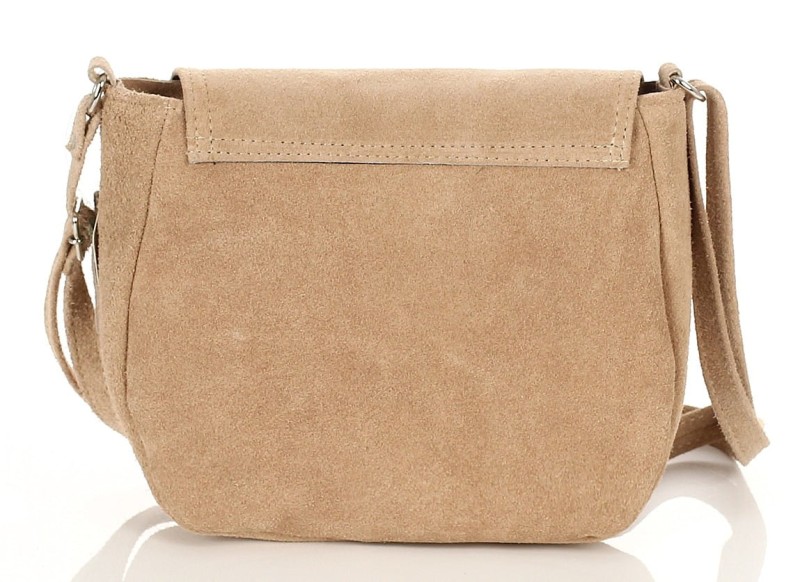 Zamszowa beżowa listonoszka z frędzlem