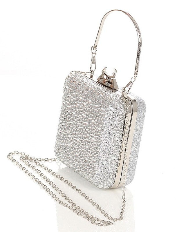 Piękna srebrna torebka wizytowa Kopertówka PUZDERKO