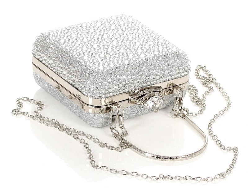 Piękna srebrna torebka wizytowa Kopertówka PUZDERKO