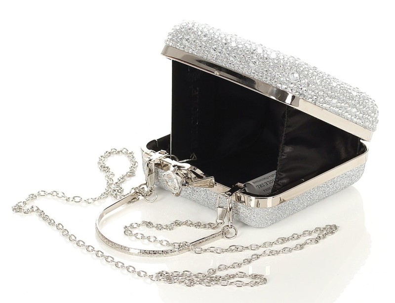 Piękna srebrna torebka wizytowa Kopertówka PUZDERKO