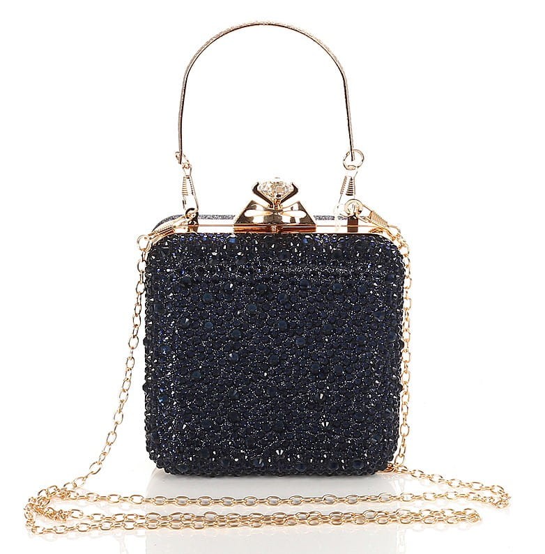 Piękna granatowa torebka wizytowa Kopertówka PUZDERKO