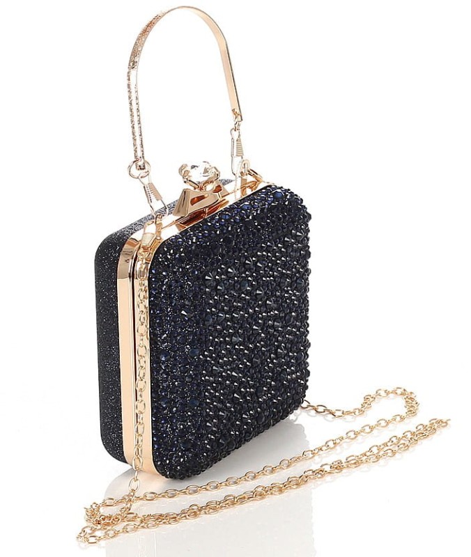 Piękna granatowa torebka wizytowa Kopertówka PUZDERKO