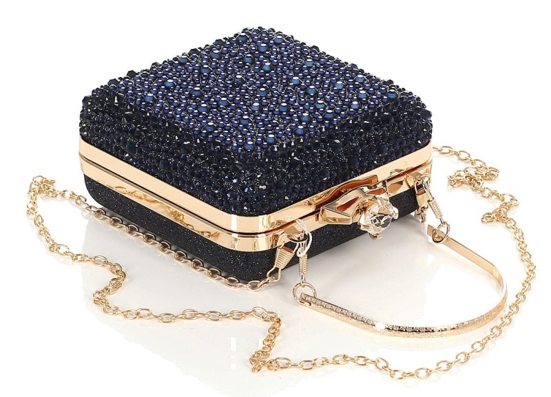 Piękna granatowa torebka wizytowa Kopertówka PUZDERKO