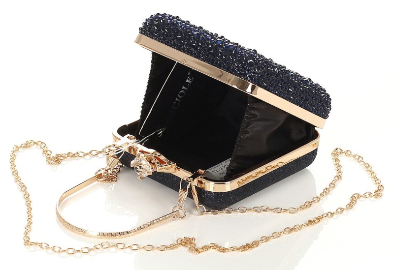 Piękna granatowa torebka wizytowa Kopertówka PUZDERKO