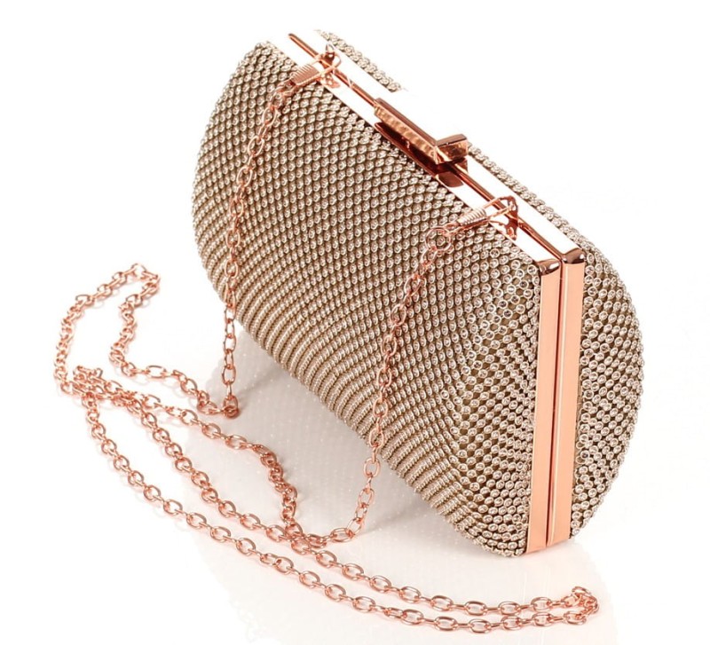 Złota kopertówka torebka wizytowa na łańcuszku Puzderko