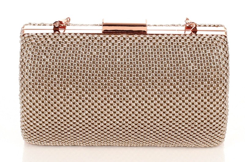 Złota kopertówka torebka wizytowa na łańcuszku Puzderko