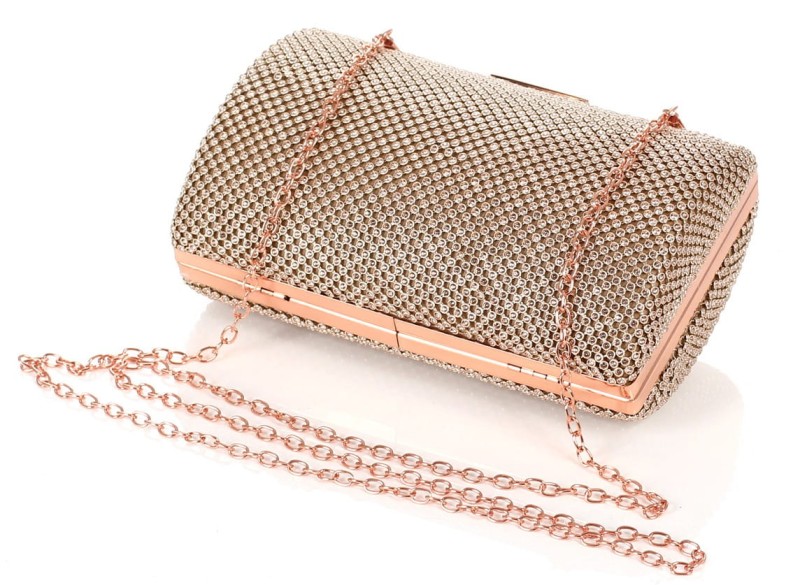 Złota kopertówka torebka wizytowa na łańcuszku Puzderko