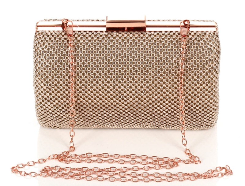 Złota kopertówka torebka wizytowa na łańcuszku Puzderko