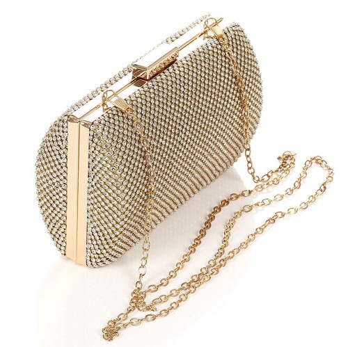 Złota kopertówka torebka wizytowa na łańcuszku Puzderko