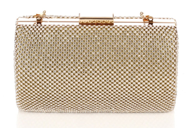 Złota kopertówka torebka wizytowa na łańcuszku Puzderko