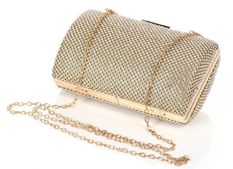 Złota kopertówka torebka wizytowa na łańcuszku Puzderko