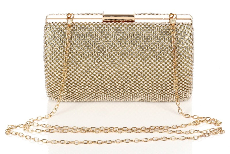 Złota kopertówka torebka wizytowa na łańcuszku Puzderko