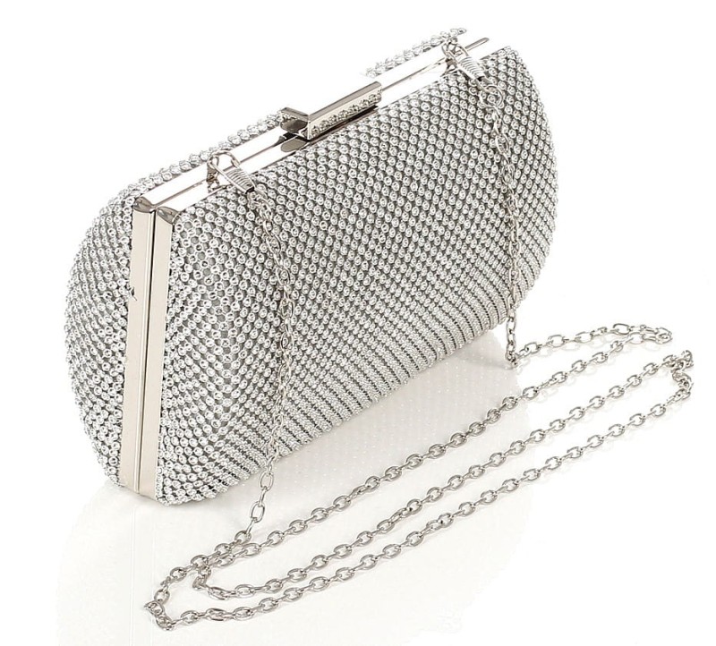 Srebrna kopertówka torebka wizytowa na łańcuszku Puzderko