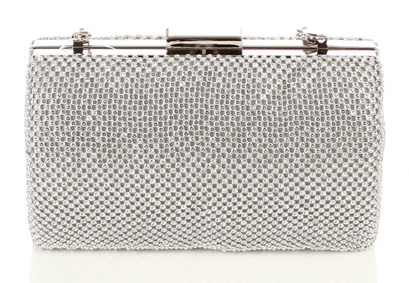 Srebrna kopertówka torebka wizytowa na łańcuszku Puzderko