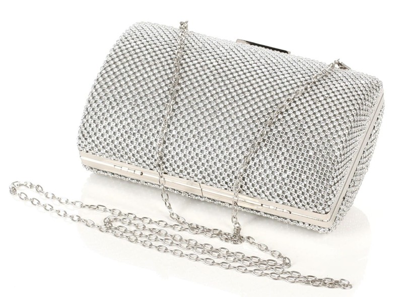 Srebrna kopertówka torebka wizytowa na łańcuszku Puzderko