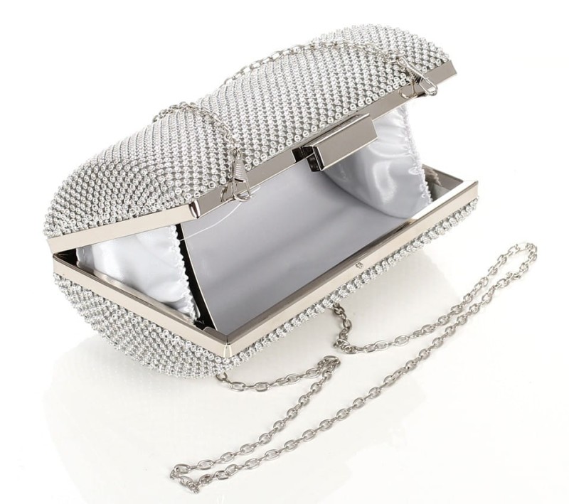 Srebrna kopertówka torebka wizytowa na łańcuszku Puzderko