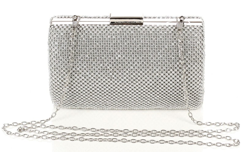 Srebrna kopertówka torebka wizytowa na łańcuszku Puzderko