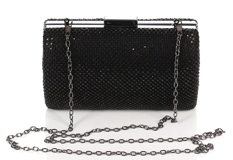 Czarna kopertówka torebka wizytowa na łańcuszku Puzderko