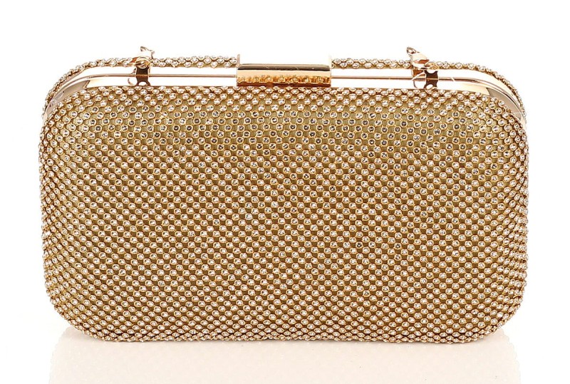 Złota kopertówka torebka wizytowa na łańcuszku Puzderko