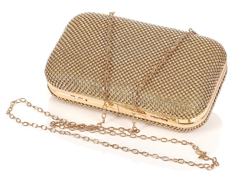 Złota kopertówka torebka wizytowa na łańcuszku Puzderko